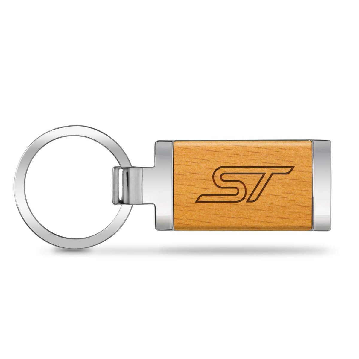 Ford Focus St Laser Engraved Maple Wood Chrome Metal Trim Key Chain