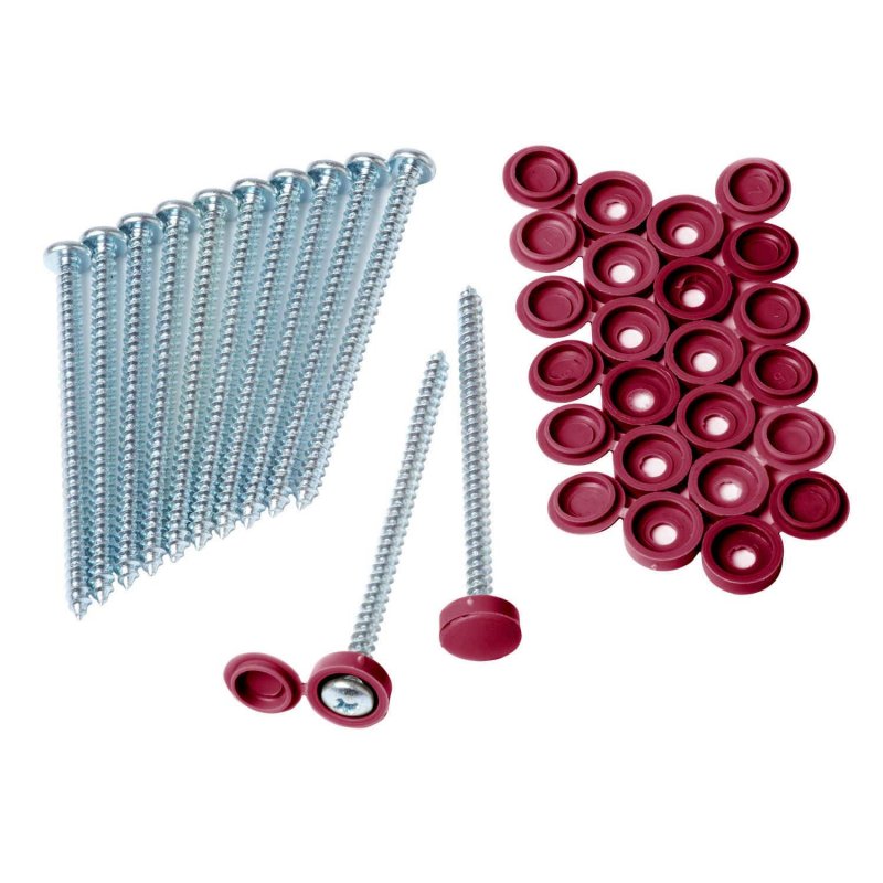 Homeside Shutter Screws And Caps 3 In Berry Zinc Metal Self Drill Point Phillips Head 12 Pack