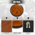 X Autohaux 4 Pcs M6x1 0 Orange Red Plastic Universal Round Screw Mount Reflective Warning Reflector With Nut For Motorcycle
