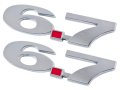 6 7 Liter Chrome Red Emblems Pair