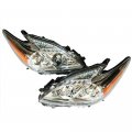 Halogen Headlights Assembly For 2010-2011 Toyota Prius Driver And Passenger Side Pair Chrome Housing Clear Lens Replaces 