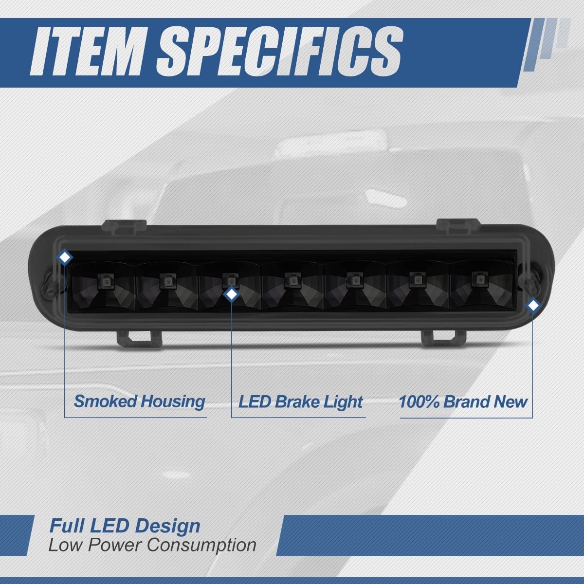 Led Third Brake Light For 2009 2011 Ford Flex High Mount Stop Rear Center Lamp Black Housing Smoked Lens Plug And Play
