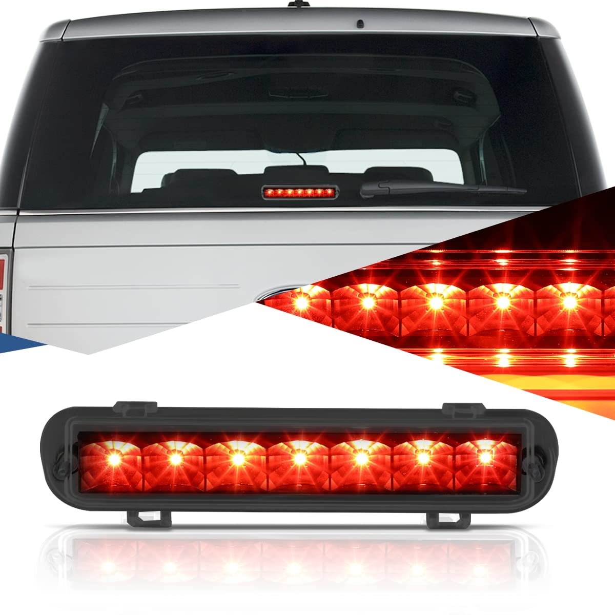 Led Third Brake Light For 2009 2011 Ford Flex High Mount Stop Rear Center Lamp Black Housing Smoked Lens Plug And Play