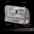 4pcs Chrome Amber Corner Headlights Bumper Lamps Compatible With Ford F-250 F-350 F-450 F-550 Super Duty Excusion 99-04