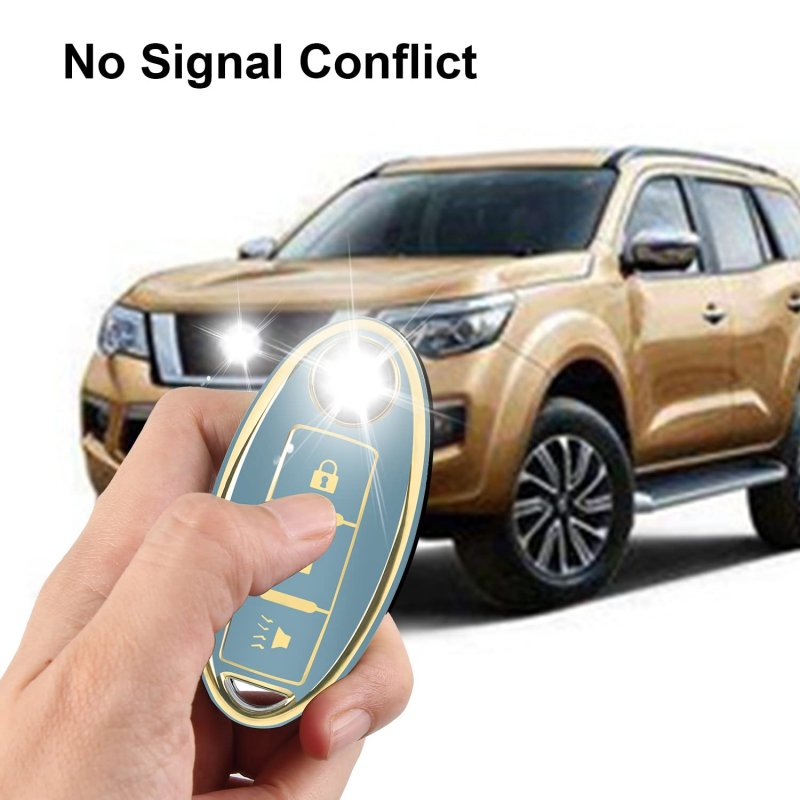 Mild East Key Fob Cover With Leatherchain 3 Button Key Case Shell Soft Tpu Full Protection Accessories For Altima Armada Maxima