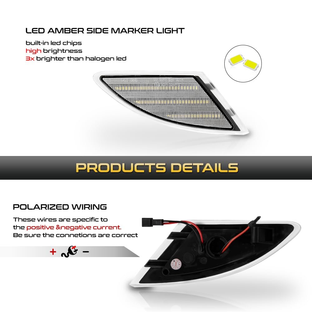 Led Front Bumper Side Marker Lights For 06 10 Mercedes W251 R Class320 R350 R500 R63amg White 6000k Turn Signal Light L And R