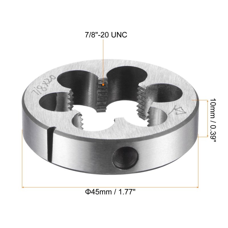 Round Threading Dies 7 8 -20 Unc Alloy Tool Steel Machine Thread Repair Hand