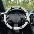 Flower Steering Wheel Cover Cute Wrap Non-slip Protector Fit For 14-15 Inch-white Black