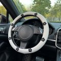Flower Steering Wheel Cover Cute Wrap Non-slip Protector Fit For 14-15 Inch-white Black