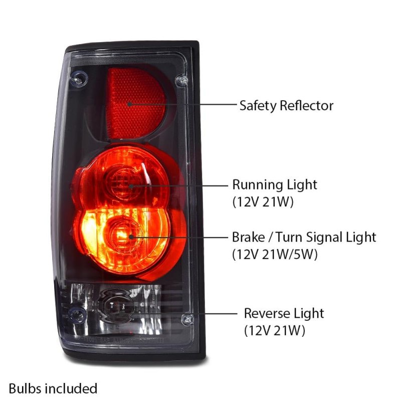 Tail Lights Brake Lamp W Blubs For Toyota Hilux Pickup Truck 1989-1995 8156089166 8155089166 To2800105 To2801105 Clear Lens