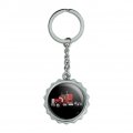Semi Tractor Trailer Truck Trucker Keychain Chrome Plated Metal Pop Cap Bottle Opener