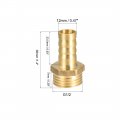 Uxcell Brass Hose Barb Fitting Connector 12mm X G1 2 Male Pipe Adapter