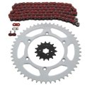 Kawasaki Kx250 Red Chain And Sprocket Kit 15 50 116l For 1992 1993 Models Steel Front Rear Sprockets With Non O Ring
