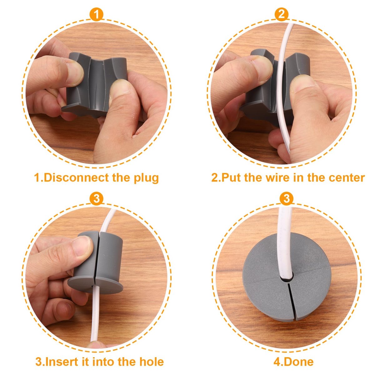 4pcs Wall Grommets For Cables 1 Inch Silicone Bushing Feed Through Routing Kit Cable Pass Ethernet With 8 5mm Hole Blue Outer