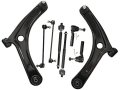 Front Lower Control Arm Kit 8 Piece For 2007 2014 Jeep Patriot Includes Ball Joints Sway Bar End Links Inner And Outer Tie Rod 