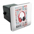 Headphones Music Terms Words Collage Tow Trailer Hitch Cover Plug Insert