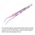 Uxcell Non-magnetic Curved Tip Tweezer Anti-static Stainless Steel Precision Multifunctional Pink Silver Tone With Flower Print