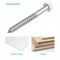 Uxcell Hex Lag Screws M10 X 100mm 304 Stainless Steel Half Thread Self-tapping Bolts For Wood Screw 5pcs