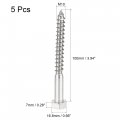 Uxcell Hex Lag Screws M10 X 100mm 304 Stainless Steel Half Thread Self-tapping Bolts For Wood Screw 5pcs