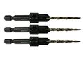 Countersink Drill Bit Set 3 Pc 6 9 64 In Wood Hss M2 Tapered Bits With 1 Hex Wrench 4 Shank 82 Degrees Chamfer Ftg 2327 