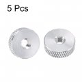 Uxcell Flat Knurled Nut M5 X 16mm 5mm Thumb Nuts Lock Adjusting Aluminum Alloy Silver 5pcs