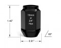20pcs Black Bulge M14x1 5 Lug Nuts Conical Cone Taper Acorn Seat Closed End 1 Inch Length Installs With 19mm Or 3 4 Hex Socket