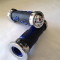 Flame Gel Style Thick Wall Handlebar Grips With Skull Ends Blue 7 8 In Both Sides For Atv Quad Polaris Sea Doo Watercraft Jet 