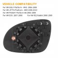 X Autohaux Mirror Glass Heated With Backing Plate Passenger Side Right Rear View For Vw Eos Passat