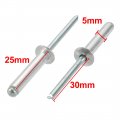 Uxcell 30 Pcs 5mm X 25mm Aluminum Steel Open End Blind Rivets