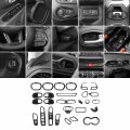 31 Piece Interior Decoration Trim Kit For Jeep Renegade 2016 2018 Carbon Fiber Steering Button Door Handle Air Outlet Cup 