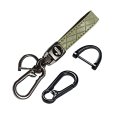 Microfiber Leather Car Keychain Zinc Alloy Fob Key Holder 360a Rotatable Anti-lost D-ring With 1 Screwdriver Green 