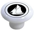 Carolina Hardware And Decor 1919-2 Black White Sailboat Ceramic Cabinet Drawer Knob F2 
