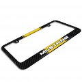 Ipick Image For Ford Mustang Yellow Racing Stripe Black Real Carbon Fiber License Plate Frame