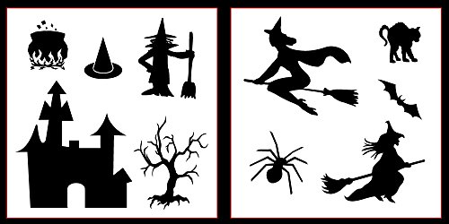 Auto Vynamics Stickerpack-witchset01-20-gbla Gloss Black Vinyl Detailed Witches Witchcraft Sticker Pack Multiple Witch Designs