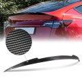 V-style Rear Car Trunk Lid Spoiler Compatible With Tesla Y 2020-2024 Glossy Black Carbon Fiber