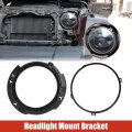 X Autohaux 7 Inch Round Headlight Mounting Retaining Bracket Ring Set With Metal For Jeep Wrangler Jk 2007-2017 Black