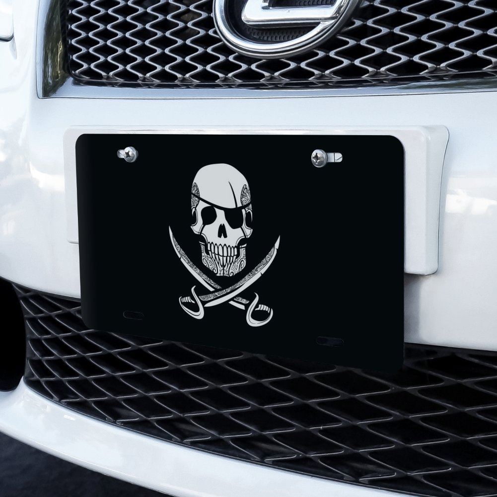 Graphics More Pirate Skull Crossed Swords Tattoo Design Novelty Metal Vanity Tag License Plate