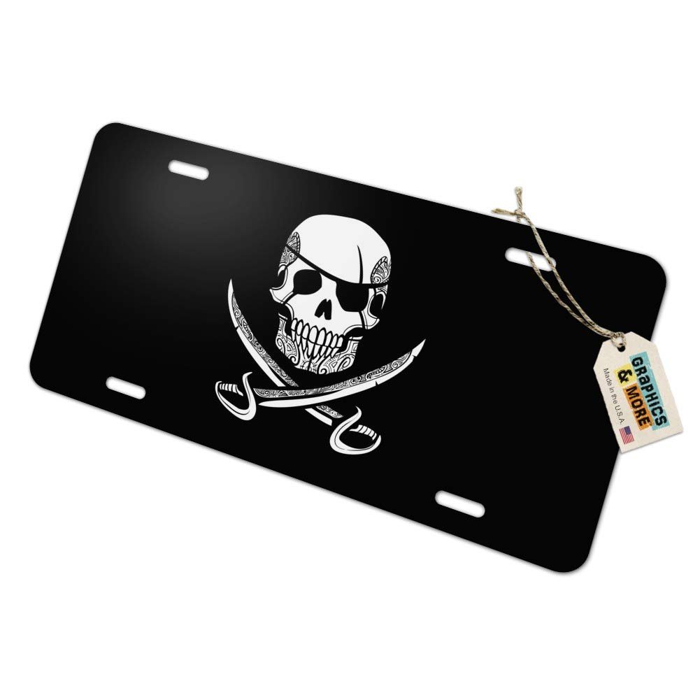 Graphics More Pirate Skull Crossed Swords Tattoo Design Novelty Metal Vanity Tag License Plate