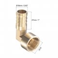 Uxcell Brass Hose Barb Fitting Elbow 16mm X G1 2 Female Thread Pipe Connector With Stainless Steel Clamp
