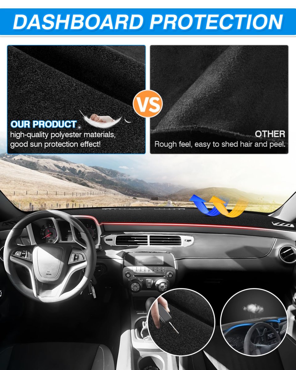 Cartist Dashboard Cover Fits For Chevy Chevrolet Camaro 2010 2011 2012 2013 2014 2015 Dash Accessories Non-slip Sunshield Felt
