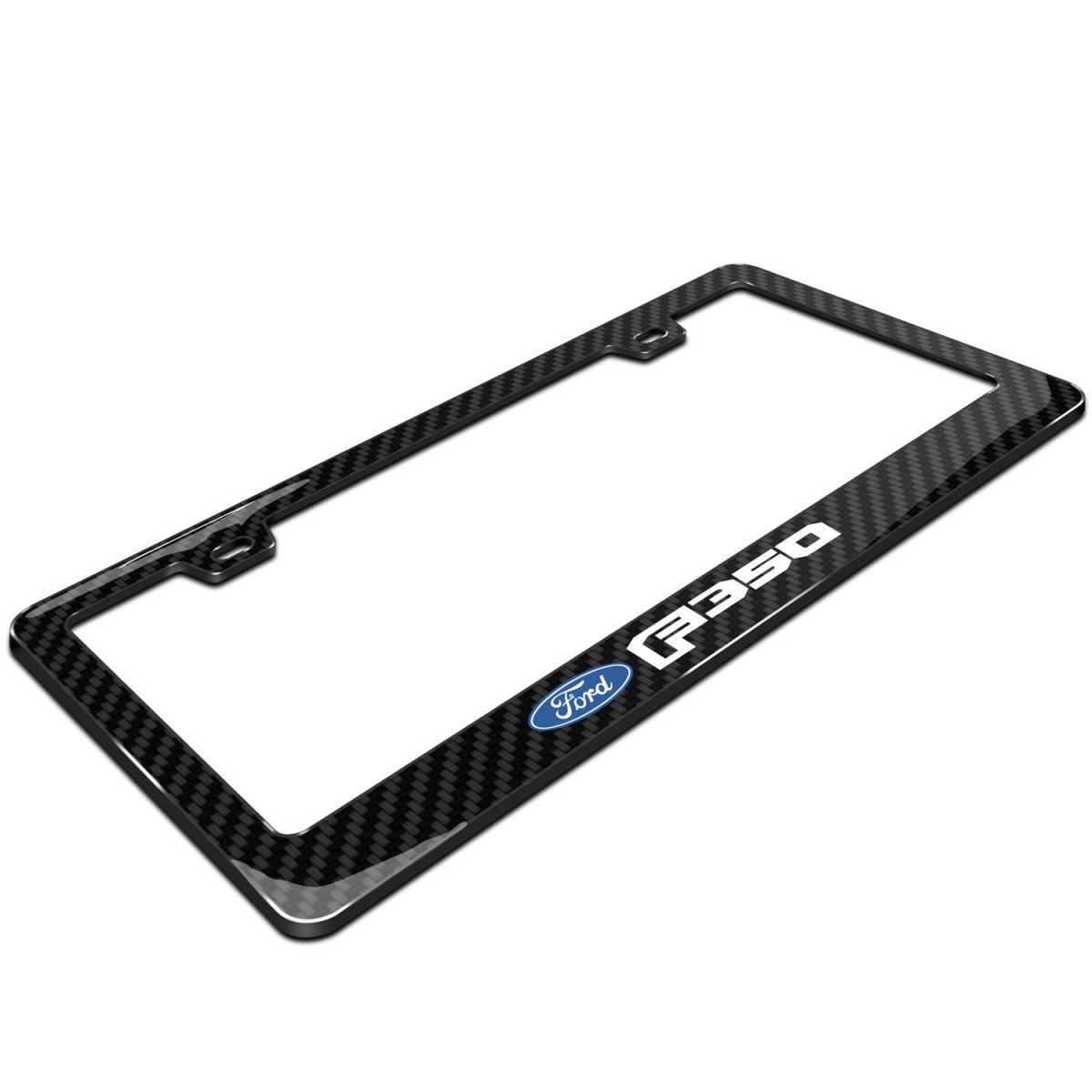 Ford F-350 License Plate Frame Black Real 3k Carbon Fiber Finish Abs Plastic 12 In X 6 Universal Fit For Car Suv Truck