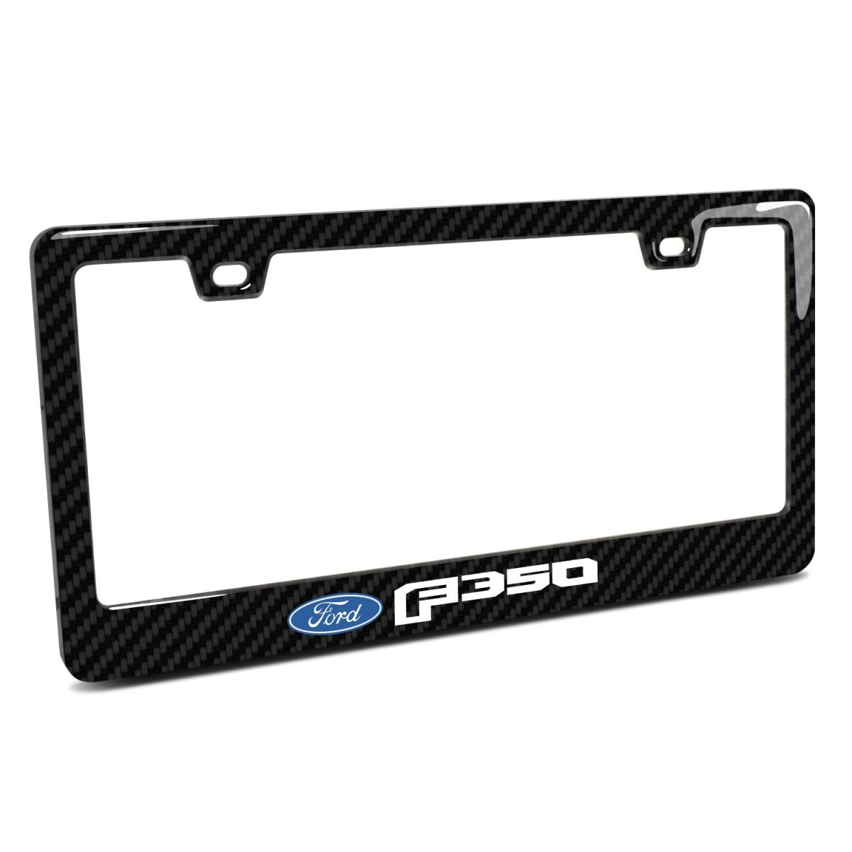Ford F-350 License Plate Frame Black Real 3k Carbon Fiber Finish Abs Plastic 12 In X 6 Universal Fit For Car Suv Truck