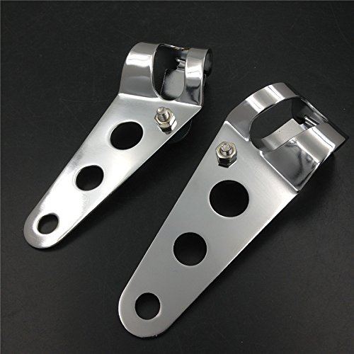 Fork Tube Side Mounting Headlight Brackets 34mm To 46mm Forks Chromed Steel Motorcycle Mounts For Cafe Racers And Custom