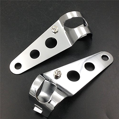 Fork Tube Side Mounting Headlight Brackets 34mm To 46mm Forks Chromed Steel Motorcycle Mounts For Cafe Racers And Custom