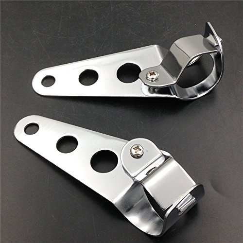 Fork Tube Side Mounting Headlight Brackets 34mm To 46mm Forks Chromed Steel Motorcycle Mounts For Cafe Racers And Custom