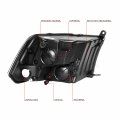 Compatible With Dodge Ram Chrome Clear Corner Quad Headlight Dual Row Led 3rd Brake Light 4th Gen Ds Dj D2