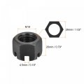 Uxcell M18x2 5mm Hexagon Slotted Nut Grade 4 8 Carbon Steel Hex Castle Nuts Black 5pcs