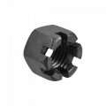 Uxcell M18x2 5mm Hexagon Slotted Nut Grade 4 8 Carbon Steel Hex Castle Nuts Black 5pcs