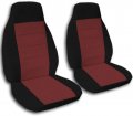 Totally Covers Two-tone Car Seat Black Burgundy Universal Fit Front Buckets Option For Airbag Belt Armrest Release Lever 