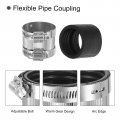 Uxcell Flexible Pipe Coupling 43mm Connector With Stainless Steel Hose Clamps Repair Clamp For Plastic And Metal Pipes